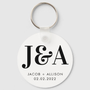 Porte-clés monogramme élégant chocolat mariage faveur classiq