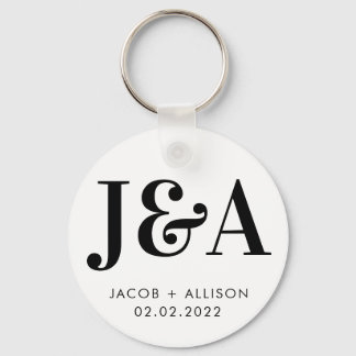 Porte-clés monogramme élégant chocolat mariage faveur classiq