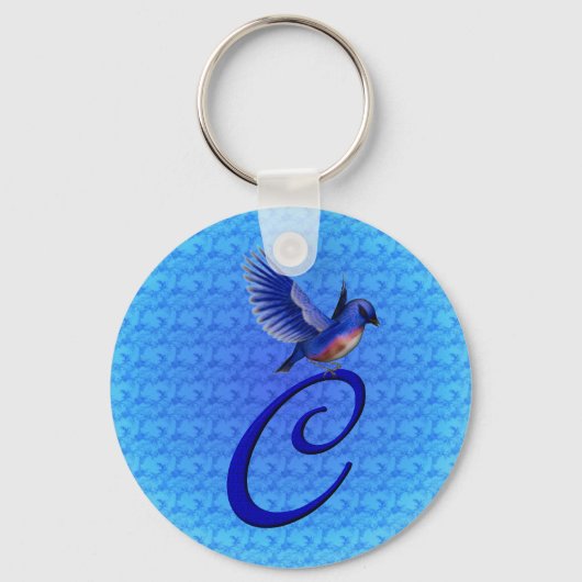 Porte-clés Monogramme élégant de Bluebird Initial C (Recto)