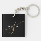 Porte-clés Monogramme élégant en noir et or (Dos)