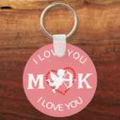 Porte-clés monogramme élégant mignon valentine, sucré pour co (Recto)