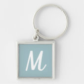 Porte-clés Monogramme élégant moderne vert mousse de mer et b (Devant)