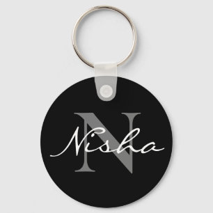Porte-clés monogramme élégant noir stylé