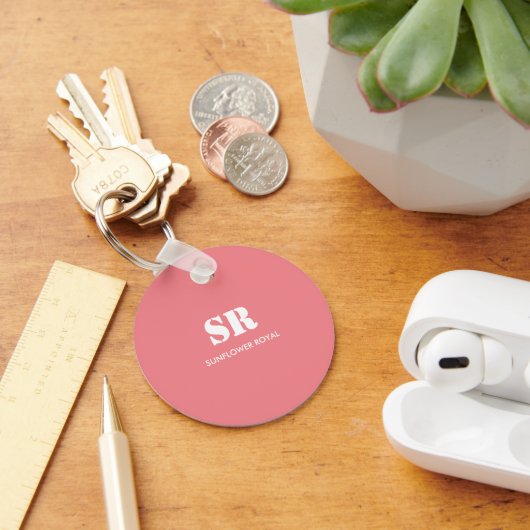Porte-clés Monogramme Élégant rose minimal (Bureau)