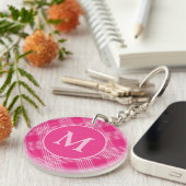 Porte-clés Monogramme élégant rose vif (Devant droit)