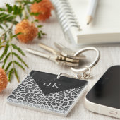 Porte-clés Monogramme Empreinte de léopard noir et blanc (Devant Droit)