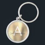 Porte-clés Monogramme en acier inoxydable de luxe Gold Faux<br><div class="desc">Luxe Gold Faux Acier Inoxydable Porte - clé élégant en métal. Ces Porte - clés peuvent être customisés pour inclure votre nom initial et prénom. Ces porte - clés fêtent un grand anniversaire,  une douche nuptiale ou une fête de bachelorette.</div>