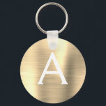 Porte-clés Monogramme en acier inoxydable de luxe Gold Faux<br><div class="desc">Luxe Gold Faux Acier Inoxydable Porte - clé élégant en métal. Ces Porte - clés peuvent être customisés pour inclure votre nom initial et prénom. Ces porte - clés fêtent un grand anniversaire,  une douche nuptiale ou une fête de bachelorette.</div>