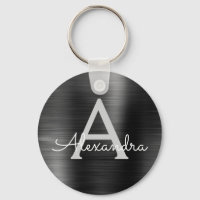 Monogramme en acier inoxydable faux moderne noir