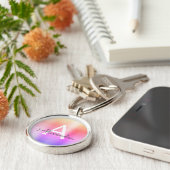 Porte-clés Monogramme en acier inoxydable faux rose et violet (Côté)