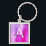 Porte-clés Monogramme en acier inoxydable rose et violet<br><div class="desc">Chaud rose et violet Ombre Faux Acier Inoxydable Metallic Elegant Porte - clé. Ces Porte - clés peuvent être customisés pour inclure votre nom initial et prénom. Ces porte - clés fêtent un grand anniversaire,  une douche nuptiale ou une fête de bachelorette.</div>