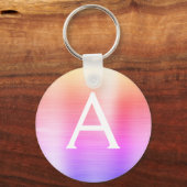 Porte-clés Monogramme en acier inoxydable rose et violet (Recto)