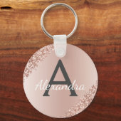 Porte-clés Monogramme en acier inoxydable rose rose (Recto)