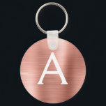 Porte-clés Monogramme en acier inoxydable rose rose<br><div class="desc">Rose Rose Or Faux Acier Inoxydable Metallic Élégant Porte - clé. Ces Porte - clés peuvent être customisés pour inclure votre nom initial et prénom. Ces porte - clés fêtent un grand anniversaire,  une douche nuptiale ou une fête de bachelorette.</div>