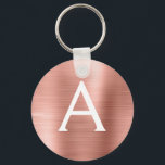Porte-clés Monogramme en acier inoxydable rose rose<br><div class="desc">Rose Rose Or Faux Acier Inoxydable Metallic Élégant Porte - clé. Ces Porte - clés peuvent être customisés pour inclure votre nom initial et prénom. Ces porte - clés fêtent un grand anniversaire,  une douche nuptiale ou une fête de bachelorette.</div>