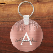 Porte-clés Monogramme en acier inoxydable rose rose (Recto)