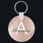 Porte-clés Monogramme en acier inoxydable rose rose<br><div class="desc">Rose Rose Or Faux Acier Inoxydable Métallique et Parties scintillant étincelante Porte - clé élégant. Ces Porte - clés peuvent être customisés pour inclure votre nom initial et prénom. Ces porte - clés fêtent un grand anniversaire,  une douche nuptiale ou une fête de bachelorette.</div>