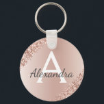 Porte-clés Monogramme en acier inoxydable rose rose<br><div class="desc">Rose Rose Or Faux Acier Inoxydable Métallique et Parties scintillant étincelante Porte - clé élégant. Ces Porte - clés peuvent être customisés pour inclure votre nom initial et prénom. Ces porte - clés fêtent un grand anniversaire,  une douche nuptiale ou une fête de bachelorette.</div>