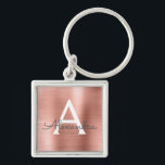 Porte-clés Monogramme en acier inoxydable rose rose<br><div class="desc">Rose Rose Or Faux Acier Inoxydable Metallic Élégant Porte - clé. Ces Porte - clés peuvent être customisés pour inclure votre nom initial et prénom. Ces porte - clés fêtent un grand anniversaire,  une douche nuptiale ou une fête de bachelorette.</div>