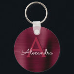 Porte-clés Monogramme en acier inoxydable violet bordeaux<br><div class="desc">Porte - clé élégant en acier inoxydable de la canneberge de Bourgogne violet Faux. Ces Porte - clés élégants peuvent être customisés pour inclure votre nom initial et prénom.</div>
