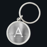 Porte-clés Monogramme en argent de luxe Faux en acier inoxyda<br><div class="desc">Luxe Argent Faux Acier Inoxydable Metallic Elegant Porte - clé. Ces Porte - clés peuvent être customisés pour inclure votre nom initial et prénom. Ces porte - clés fêtent un grand anniversaire,  une douche nuptiale ou une fête de bachelorette.</div>