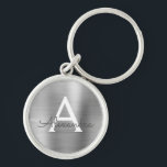 Porte-clés Monogramme en argent de luxe Faux en acier inoxyda<br><div class="desc">Luxe Argent Faux Acier Inoxydable Metallic Elegant Porte - clé. Ces Porte - clés peuvent être customisés pour inclure votre nom initial et prénom. Ces porte - clés fêtent un grand anniversaire,  une douche nuptiale ou une fête de bachelorette.</div>