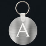 Porte-clés Monogramme en argent de luxe Faux en acier inoxyda<br><div class="desc">Luxe Argent Faux Acier Inoxydable Metallic Elegant Porte - clé. Ces Porte - clés peuvent être customisés pour inclure votre nom initial et prénom. Ces porte - clés fêtent un grand anniversaire,  une douche nuptiale ou une fête de bachelorette.</div>