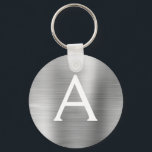 Porte-clés Monogramme en argent de luxe Faux en acier inoxyda<br><div class="desc">Luxe Argent Faux Acier Inoxydable Metallic Elegant Porte - clé. Ces Porte - clés peuvent être customisés pour inclure votre nom initial et prénom. Ces porte - clés fêtent un grand anniversaire,  une douche nuptiale ou une fête de bachelorette.</div>