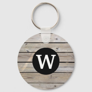 Porte-clés Monogramme en bois patiné