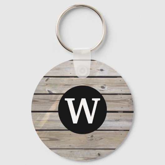 Porte-clés Monogramme en bois patiné (Recto)