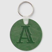 Porte-clés Monogramme en cuir vert rustique (Verso)