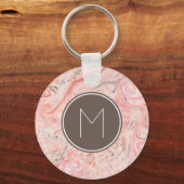 Porte-clés Monogramme en marbre rose chic (Verso)