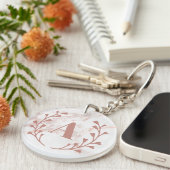 Porte-clés Monogramme en marbre rose Initiale & Nom Filles pe (Devant Droit)