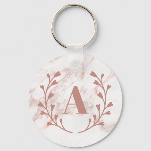 Porte-clés Monogramme en marbre rose Toute initiale et nom Pe (Recto)