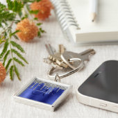 Porte-clés Monogramme en métal brosse à Parties scintillant à (Côté)