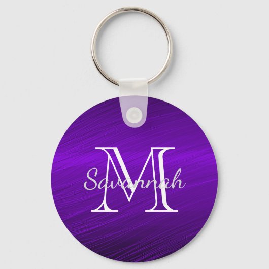 Porte-clés Monogramme en métal glam violet Faux (Recto)