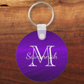 Porte-clés Monogramme en métal glam violet Faux (Recto)