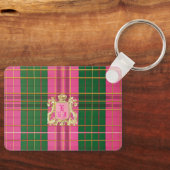 Porte-clés Monogramme en plastique rose et vert (Recto)
