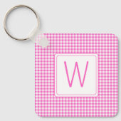 Porte-clés Monogramme En vichy plaid rose et blanc (Recto)