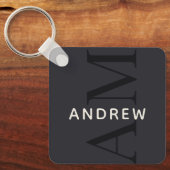 Porte-clés Monogramme et nom bleu élégant (Recto)