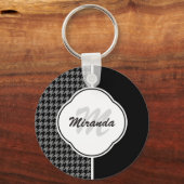 Porte-clés Monogramme et nom de la cheminée noire moderne (Recto)