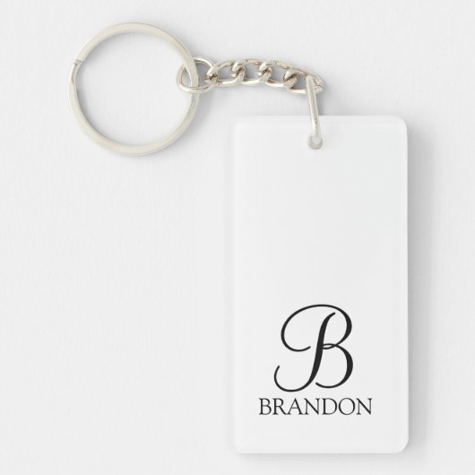 Porte-clés Monogramme et nom de script personnalisé (Devant)