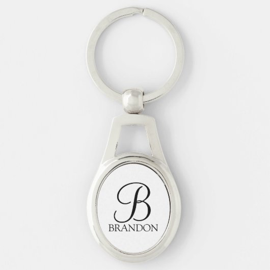 Porte-clés Monogramme et nom de script personnalisé (Devant)
