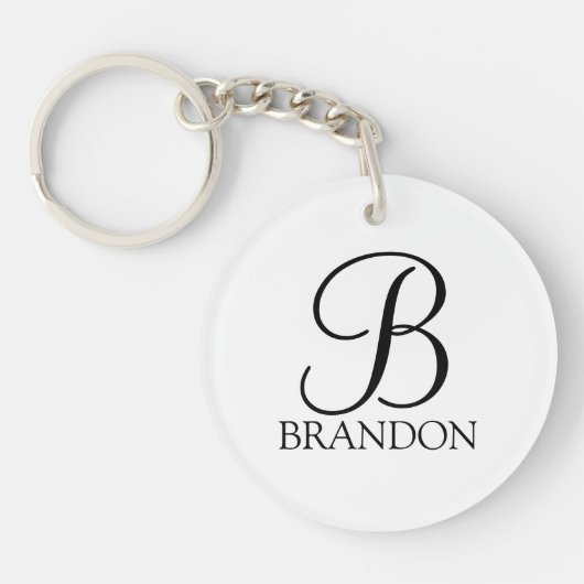Porte-clés Monogramme et nom de script personnalisé (Devant)