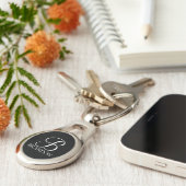 Porte-clés Monogramme et nom de script personnalisé noir (Côté )