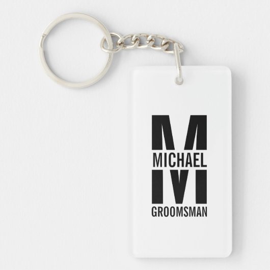 Porte-clés Monogramme et nom des Groomsmen personnalisés mode (Devant)