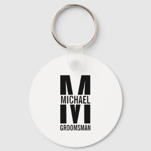 Porte-clés Monogramme et nom des Groomsmen personnalisés mode