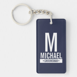 Porte-clés Monogramme et nom du Groomsman Personnalisé de la 