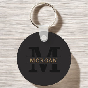 Porte-clés Monogramme et nom élégants personnalisés