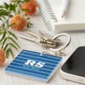 Porte-clés Monogramme et nom en gras, lignes sarcelle clair s (Devant Droit)